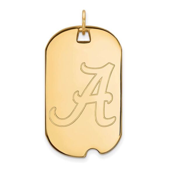 10k Yellow Gold U. of Alabama Large Initial A Dog Tag Pendant